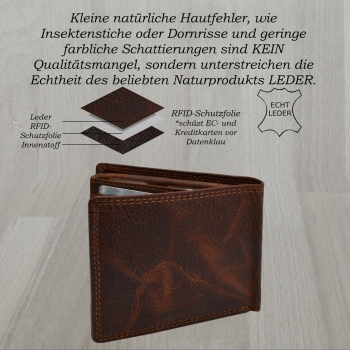 Bull Burry Hochwertige Herren Geldbörse Voll Leder mit RFID Schutz und Geschenkbox